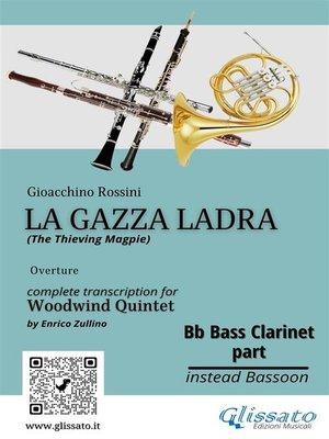 cover image of Bb Bass Clarinet part of "La Gazza Ladra" overture for Woodwind Quintet